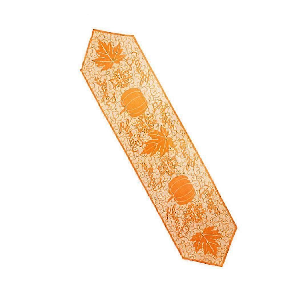 Thanksgiving Tablecloth Pumpkin Maple Leaf Table Banner Compatible Table Use Orange myi