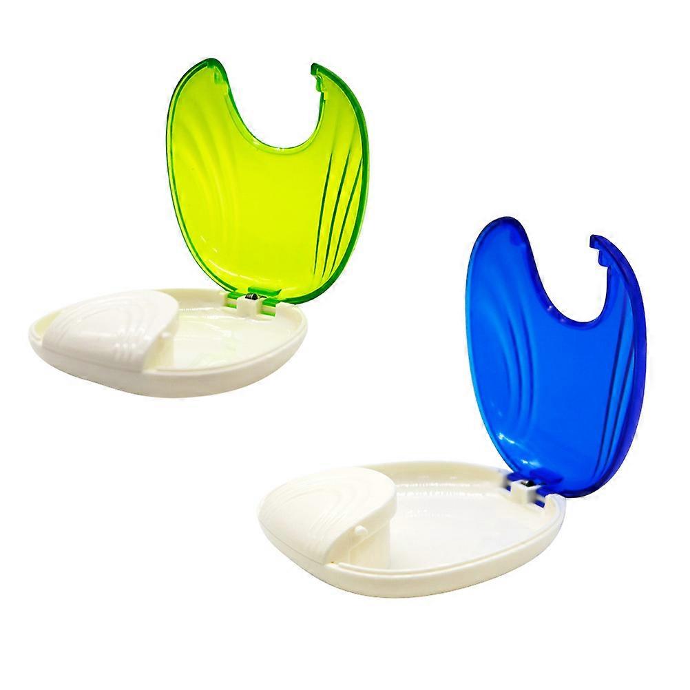 Blue Plastic Denture for False Teeth Use Compact Size Suitable for Travel Camping and Trip