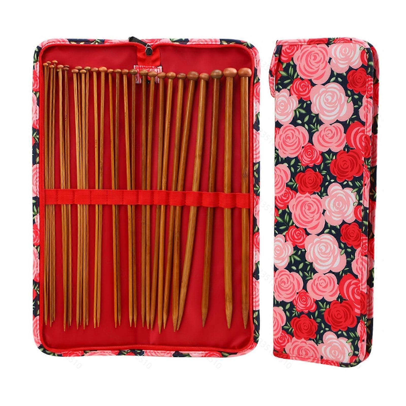 Ergonomic Grip Knitting Needle In Carbonized Materials 25cm And Protective Storage Case For Comfortable Multicolor