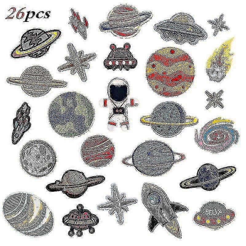 Astronaut Adhesive Patch Sticker Planet Cloth Sticker (26 Pcs)