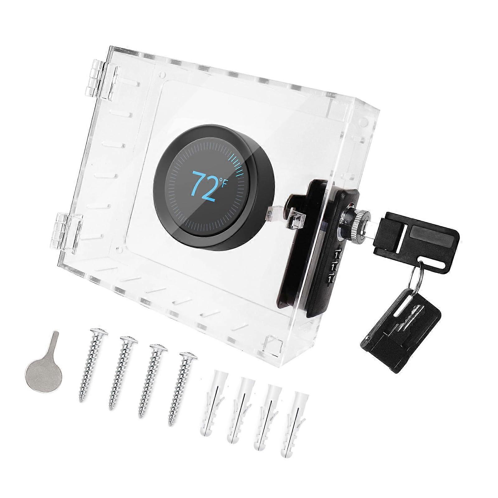 Thermostat Lock Box Clear Acrylic Cover with Dual Security Lock Prevent Unauthorized Adjustments