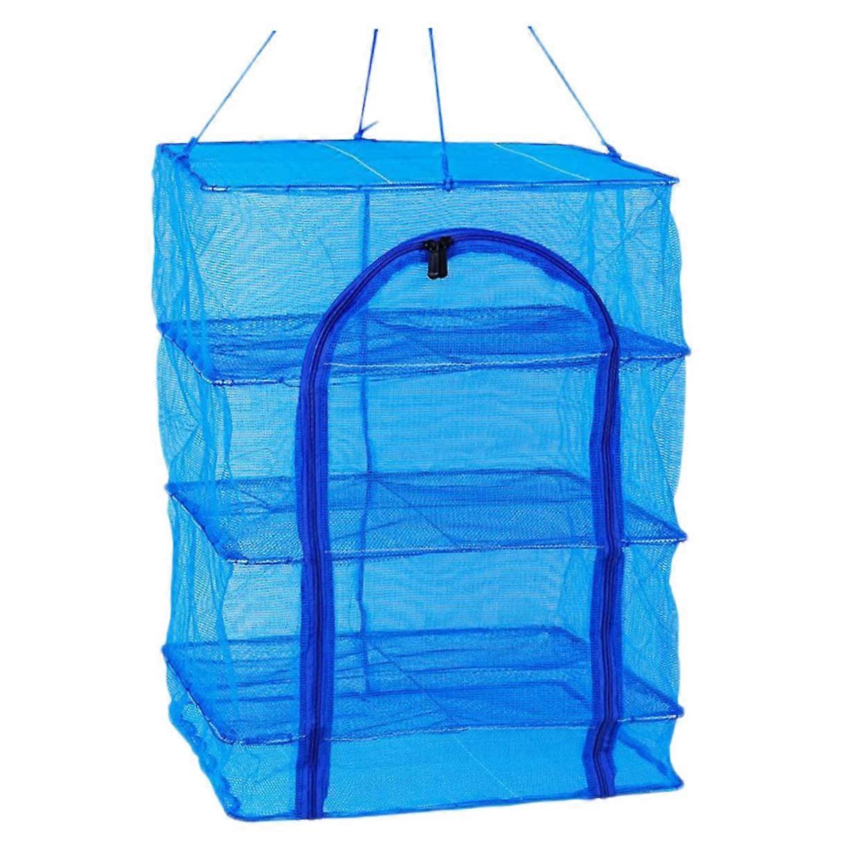 Foldable Fish Drying Net with Breathable Nylon Mesh, MultiLayer Hanging Rack for Outdoor and Kitchen