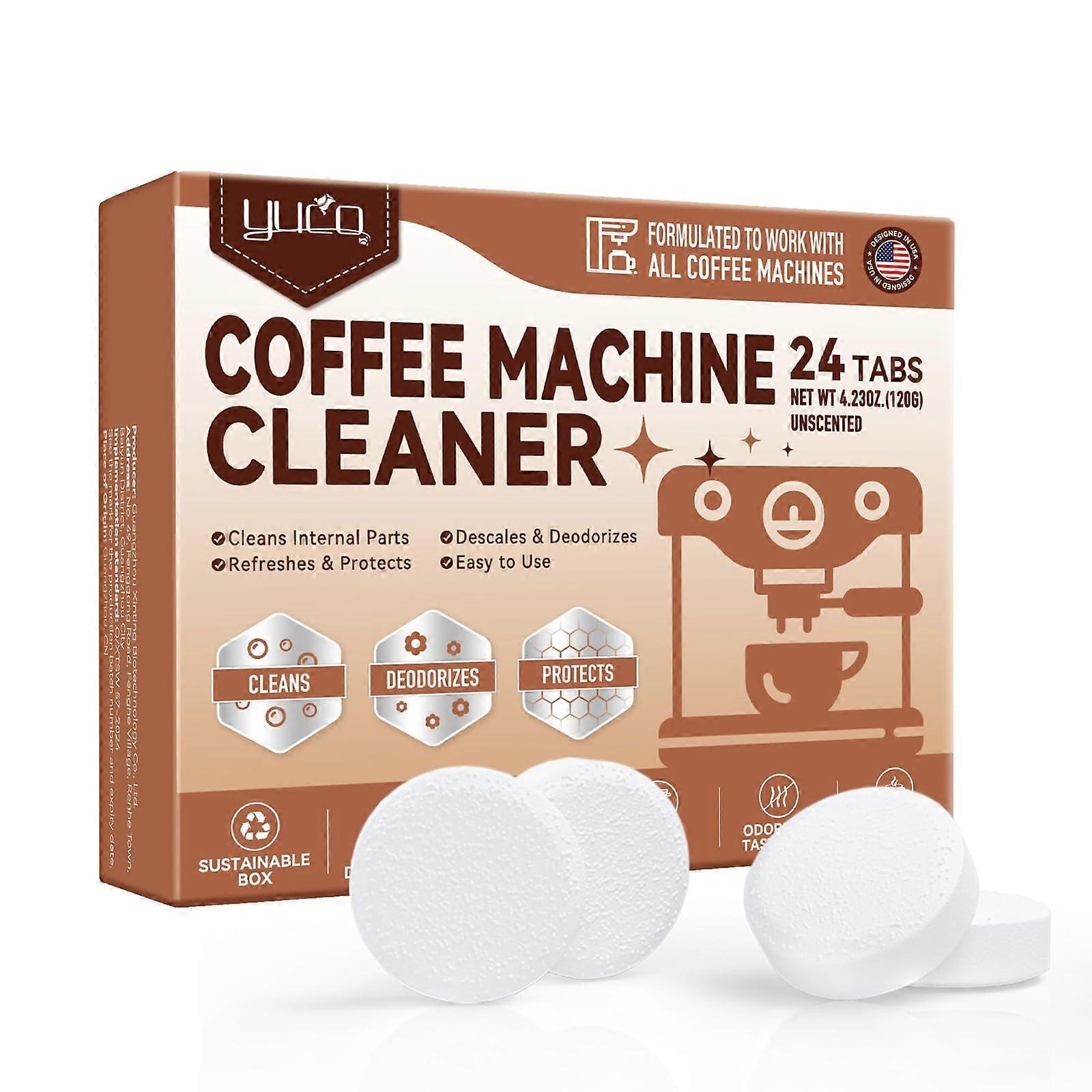 Coffee Machine Descaler Tablets 24 Count for Coffee Maker Cleaner Espresso Deep Cleaning