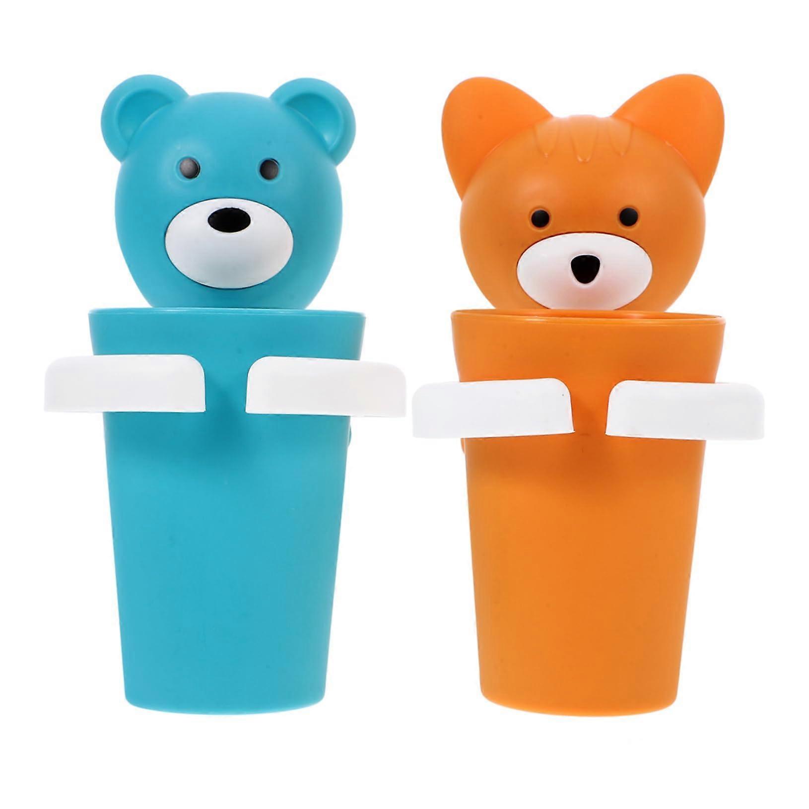 2 Sets Wall Mounted Toothbrush Holder with Cup No Drill Bathroom Toothbrush and Toothpaste Organizer