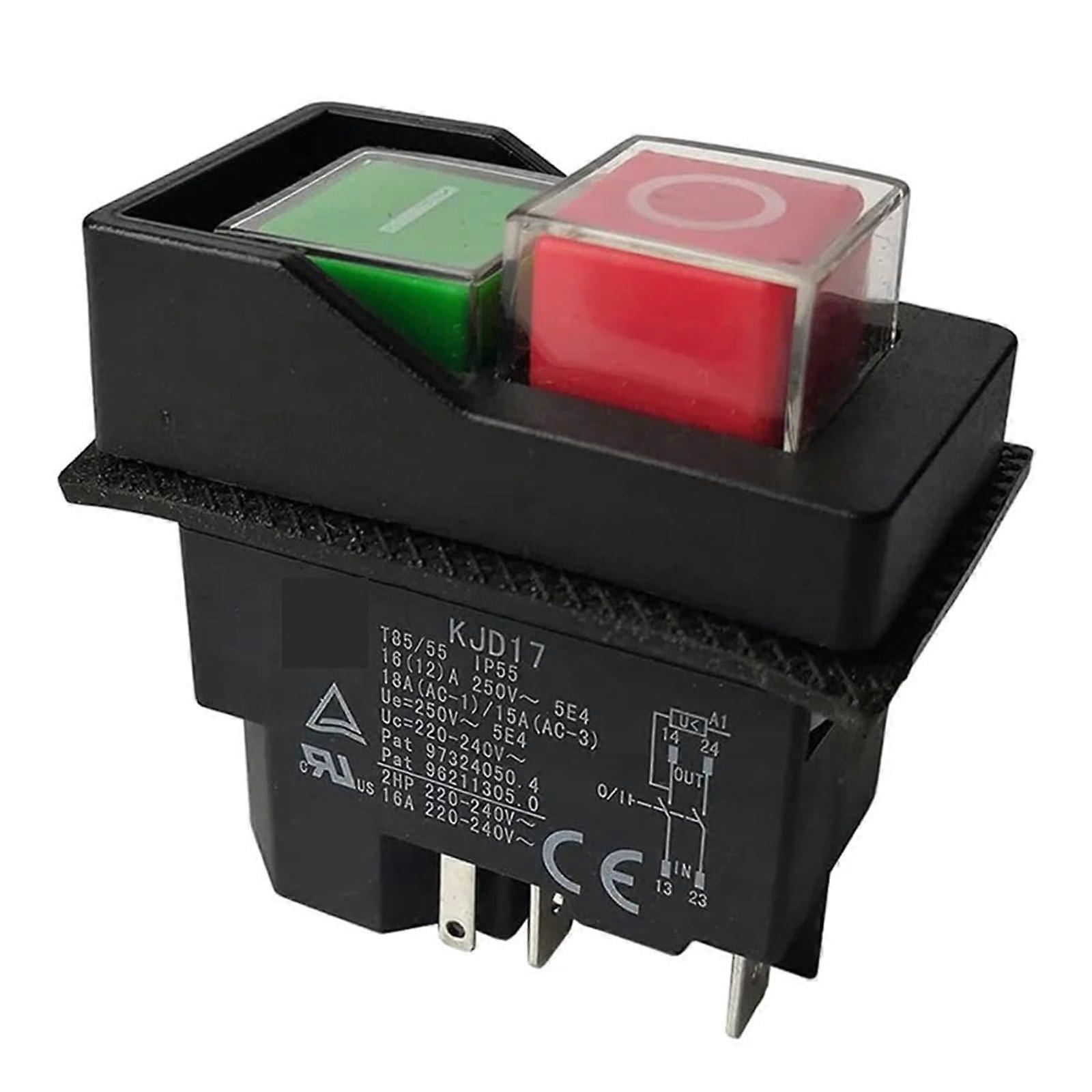 KJD17 Push Button Switch 220V 5 Pin Electromagnetic Power Switch with Quick Cutoff and Safety Lock
