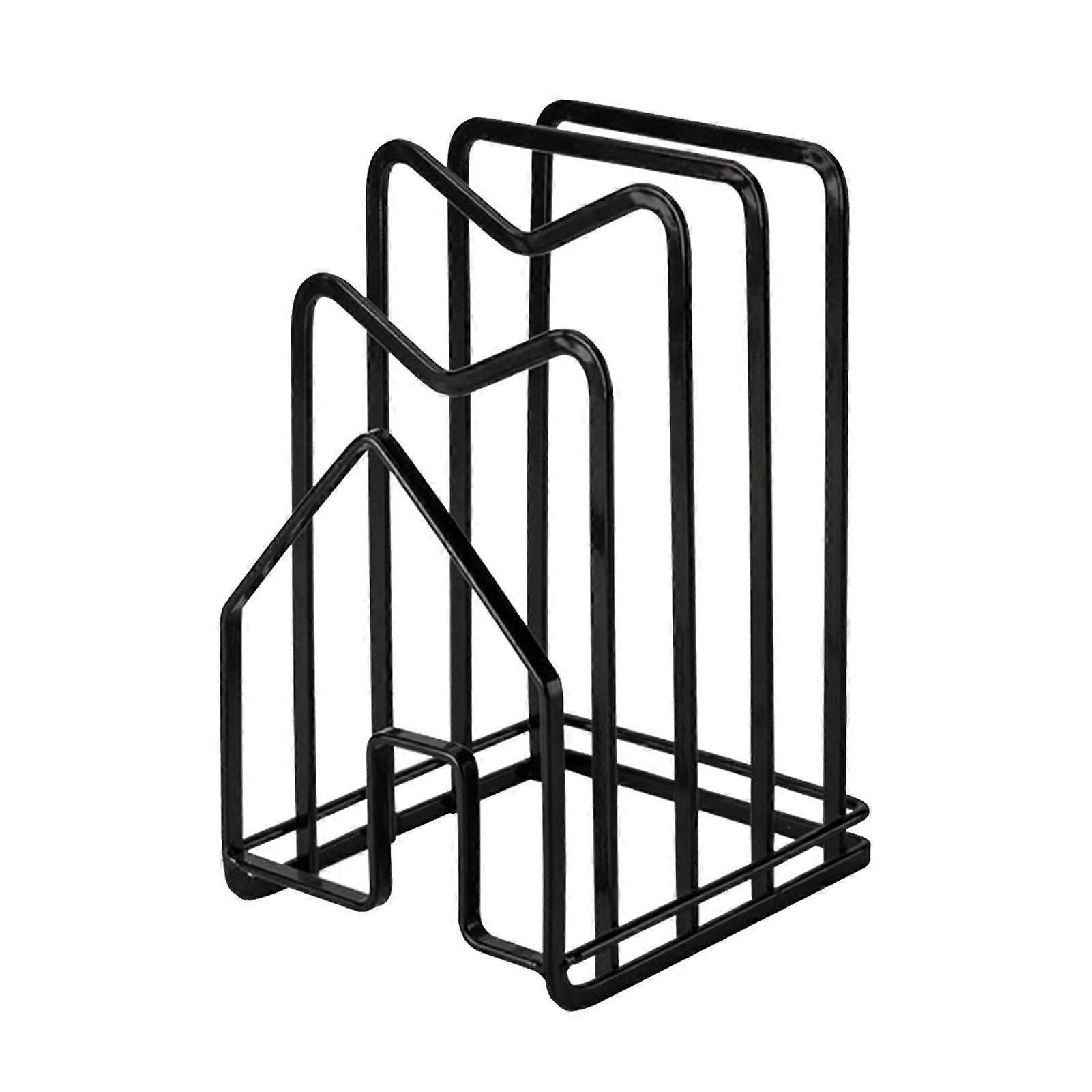 Pot Lid Holder and Cutting Board Rack MultiPurpose Kitchen Organizer for Countertop Storage  Black