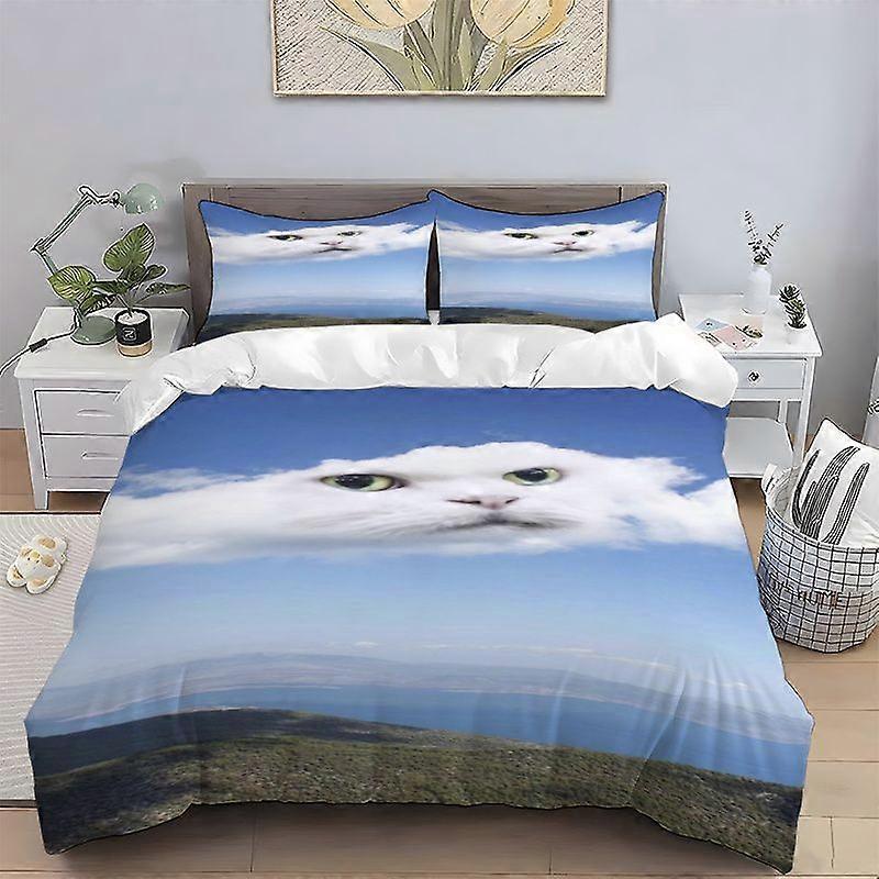 Cat Face Cloud Creative Synthetic Theme Digital Print Set Polyester AntiPilling