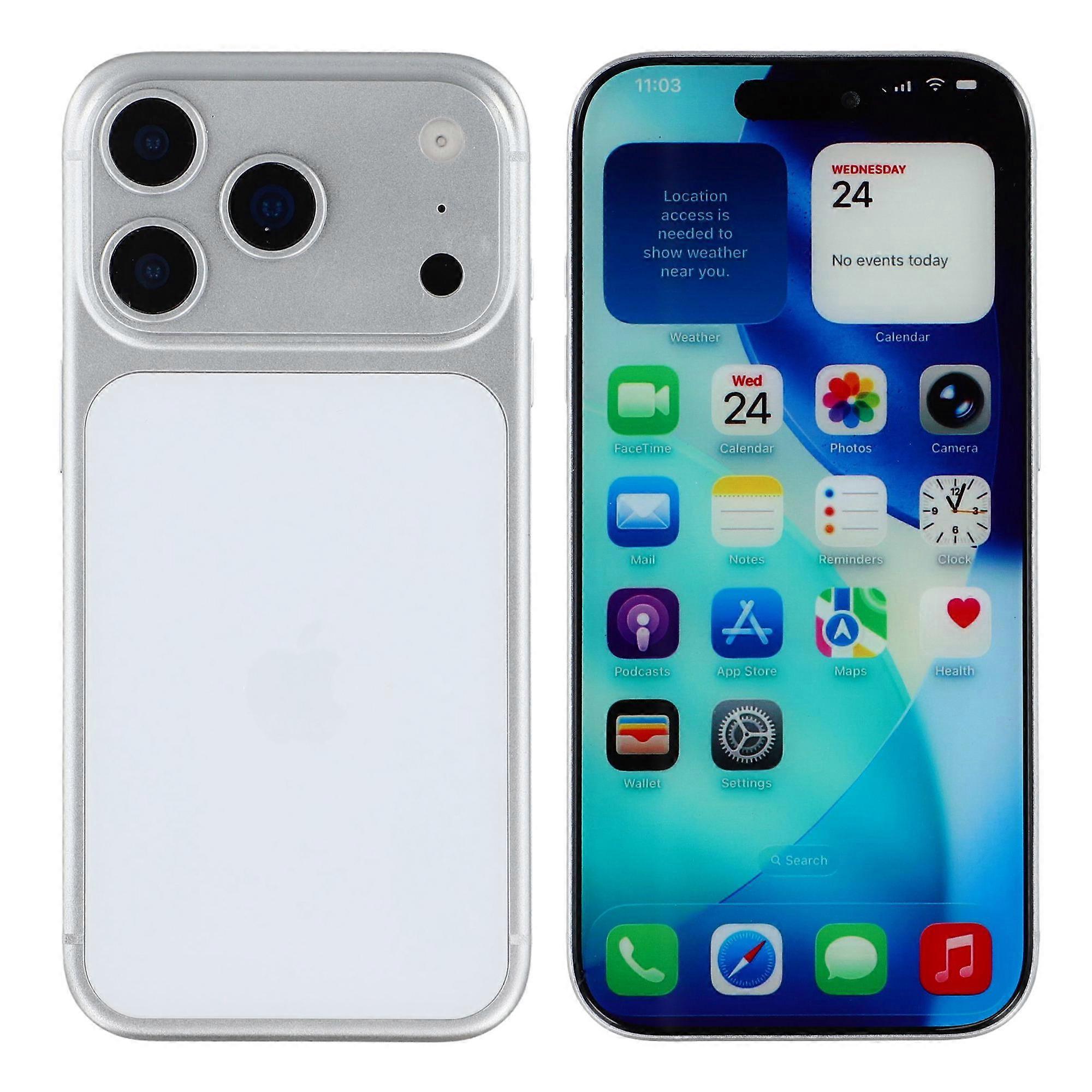 Écran couleur factice pour iPhone 17 Pro, présentoir de comptoir pour appareils photo (sans logo) - Argent