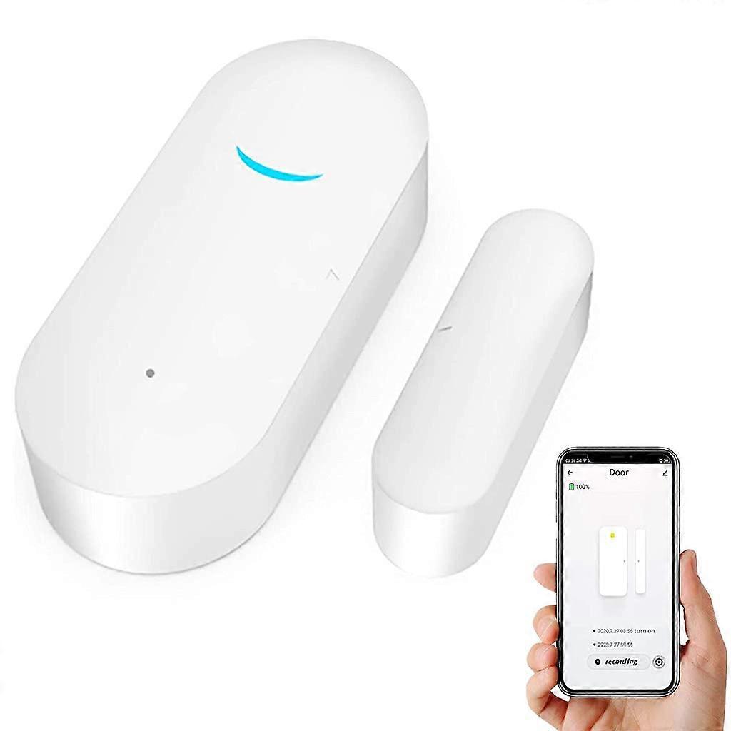 Smart WiFi Door Window Sensor with Realtime Entry Alerts, Wireless Alarm Compatible with Alexa