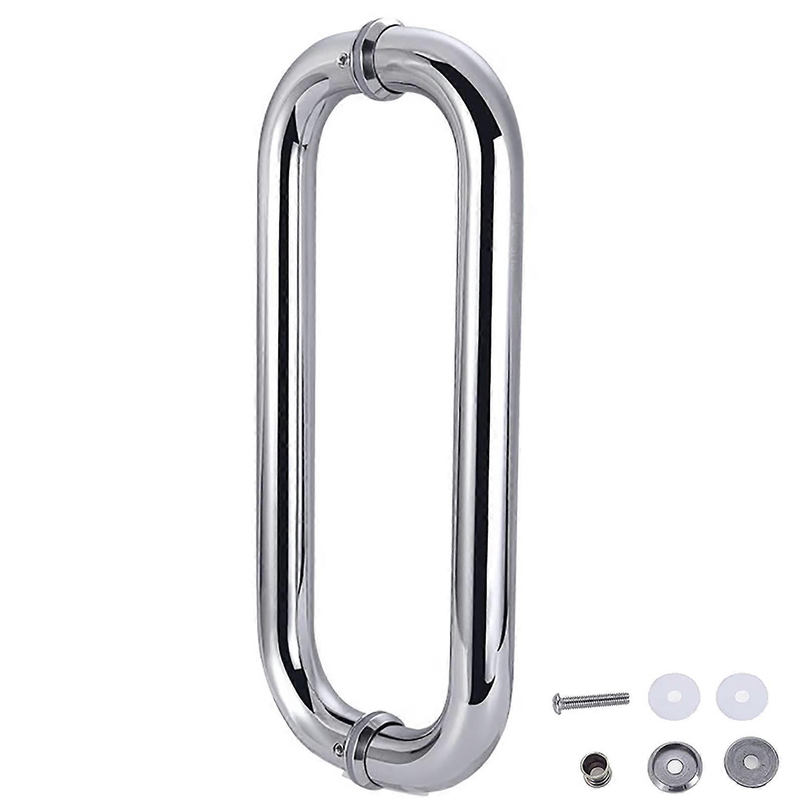Matte Black OShaped Glass Door Pull Handle with Mounting Accessories, Multiple Length Options