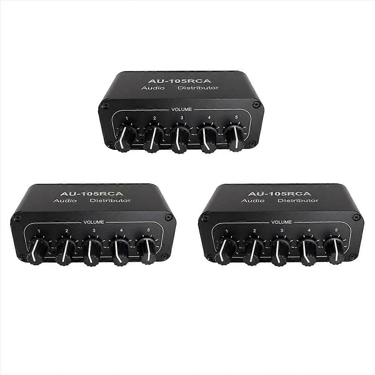 5CH Audio Distributor Stereo Audio Mixer 1Input 5Output Splitter