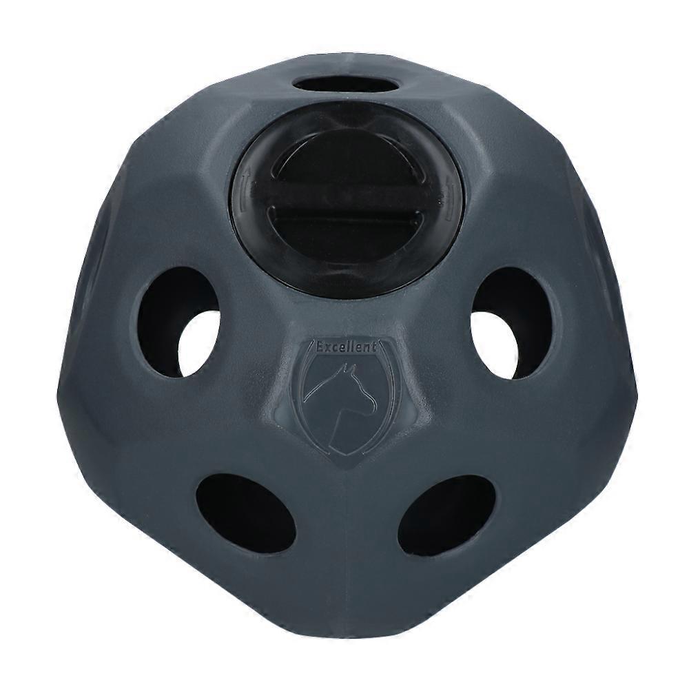 Excelente ração para cavalos e bola de brincar preta