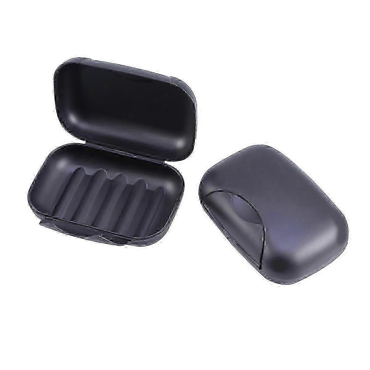Soap Holder Portable Soap Container compatible Storage 2Pcs Black Practical Box