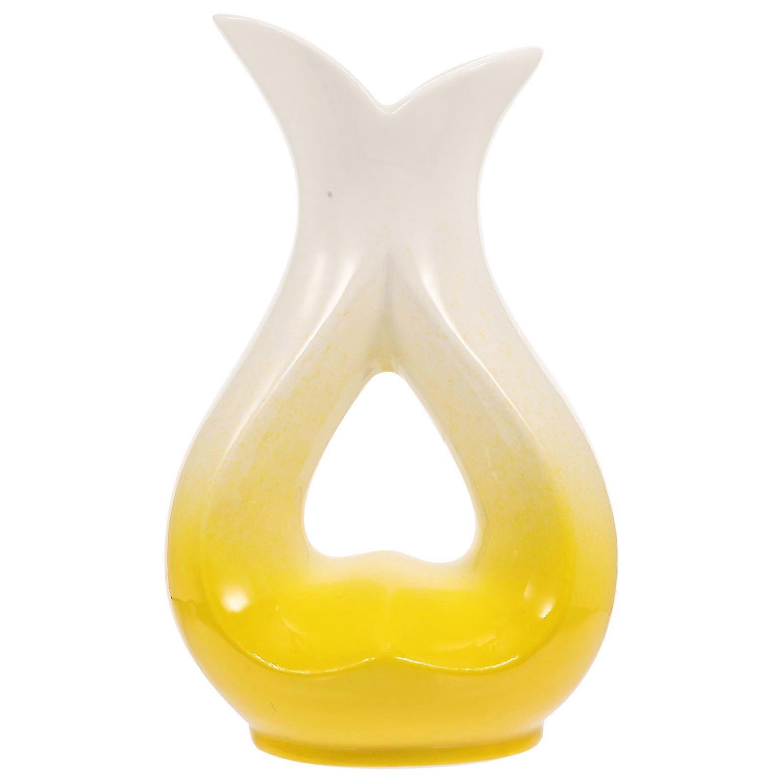 Creative Gradient Ceramic Flower Vase for Decor Heart Shape Ceramic Container