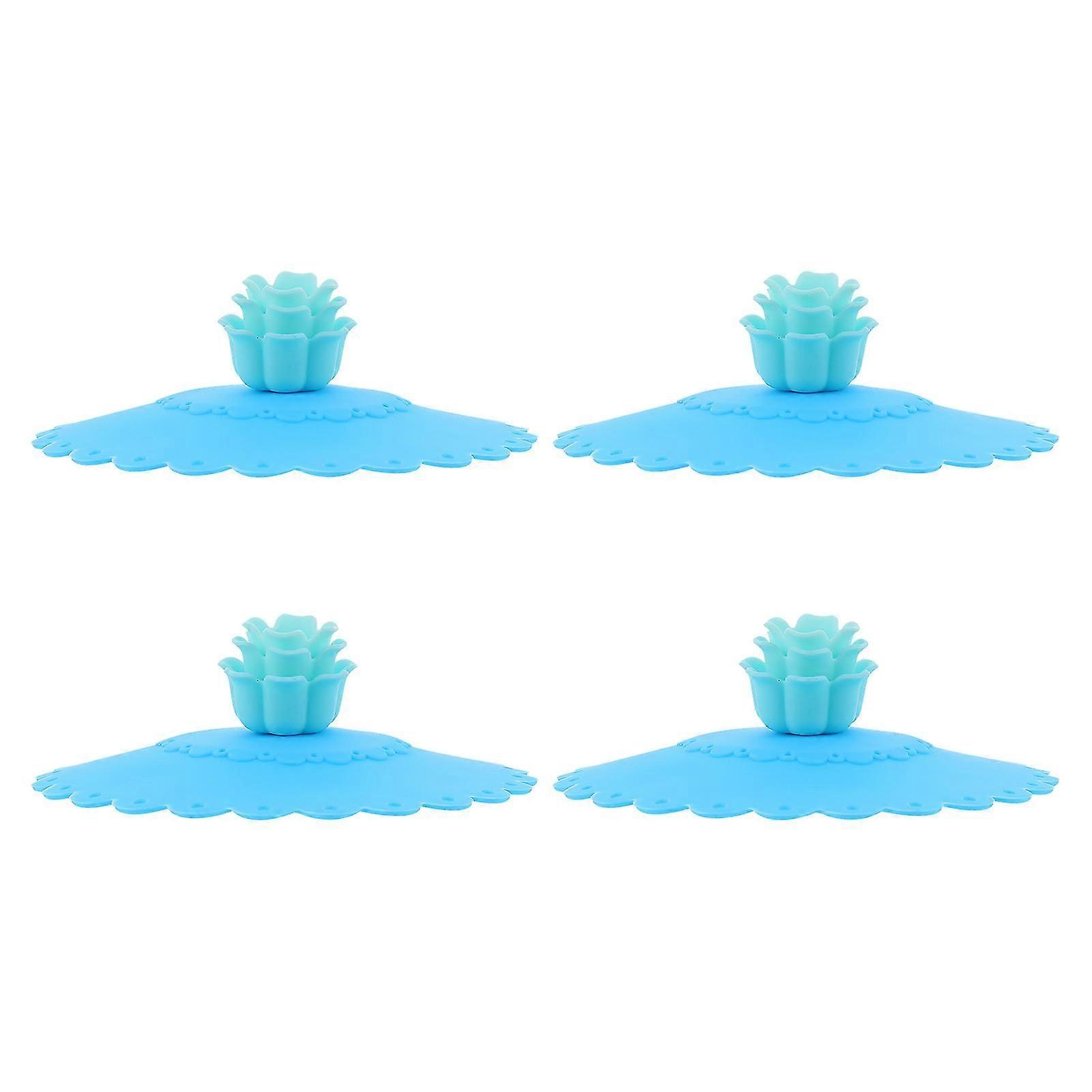 Blue Silicone Leakproof Cup Lids, 4Pcs with Sealing Function for Most Cups