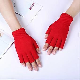 Hnd Socks Ausverkauf Damen Herren Winter Warme Strickhandschuhe Fingerlos Halbfingerhandschuhe Strickfäustlinge Rot