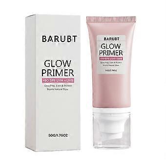 Glow Face Primer SPF 50, feuchtigkeitsspendende Make-up-Grundlage mit UV-Schutz, langanhaltender, glättender Primer für natürliche Ausstrahlung