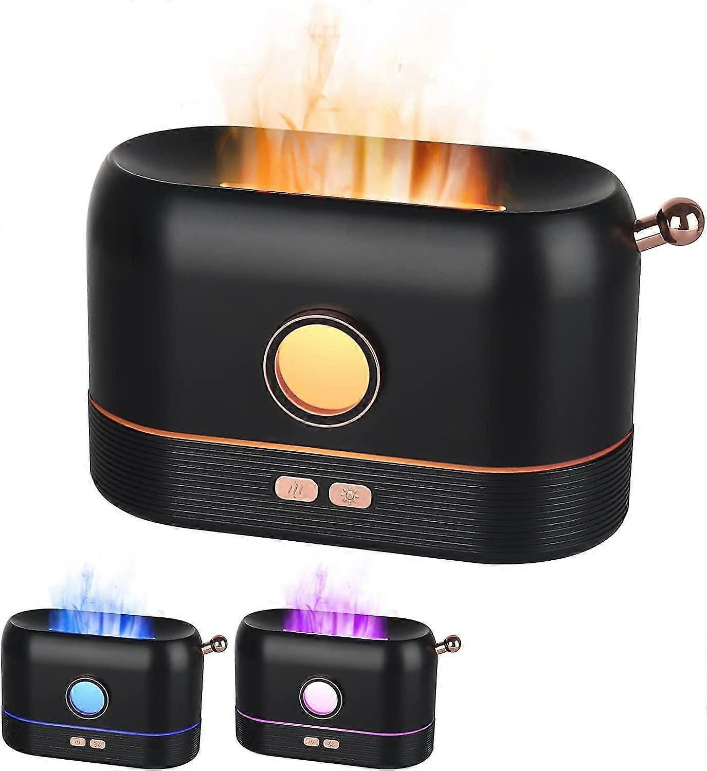 Aroma Diffuser with Flame Effect, Essential Oils Diffuser with 3 Colors, 200ml USB Air Humidifier Es