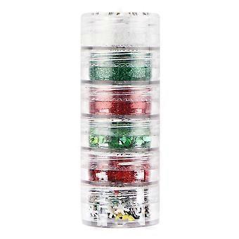 6 Flessen/Set Kerst Nagel Pailletten Flash Poeder Feestelijke Sneeuwvlok Glitter Set voor Gemakkelijke Verbluffende Nail Art Qinghai