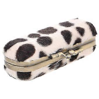 Porta rossetto per riporre oggetti con specchio in velluto leopardato