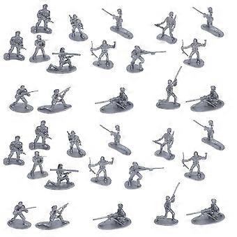 Miniature di soldati, 100 pezzi, in plastica argentata, ideali per esposizioni e decorazioni paesaggistiche.