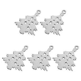 Christmas Tree Stainless Steel Pendants for Dog with 20Pcs Snowflake Charms
