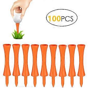 100 Pcs 70mm Laranja Plástico Golf Tees, Durável Castelo Golf Tees, para motorista de golfe, tapetes de golfe e bolas de golfe de plástico um conjunto de material plástico laranja