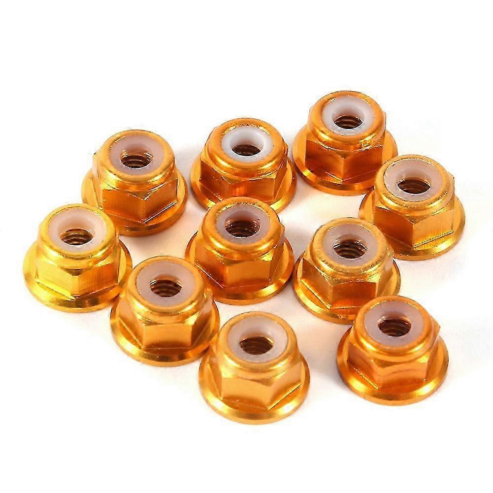 10pcs M3 Nylon Insert Aluminum Self-Locking Hex Nuts Gold