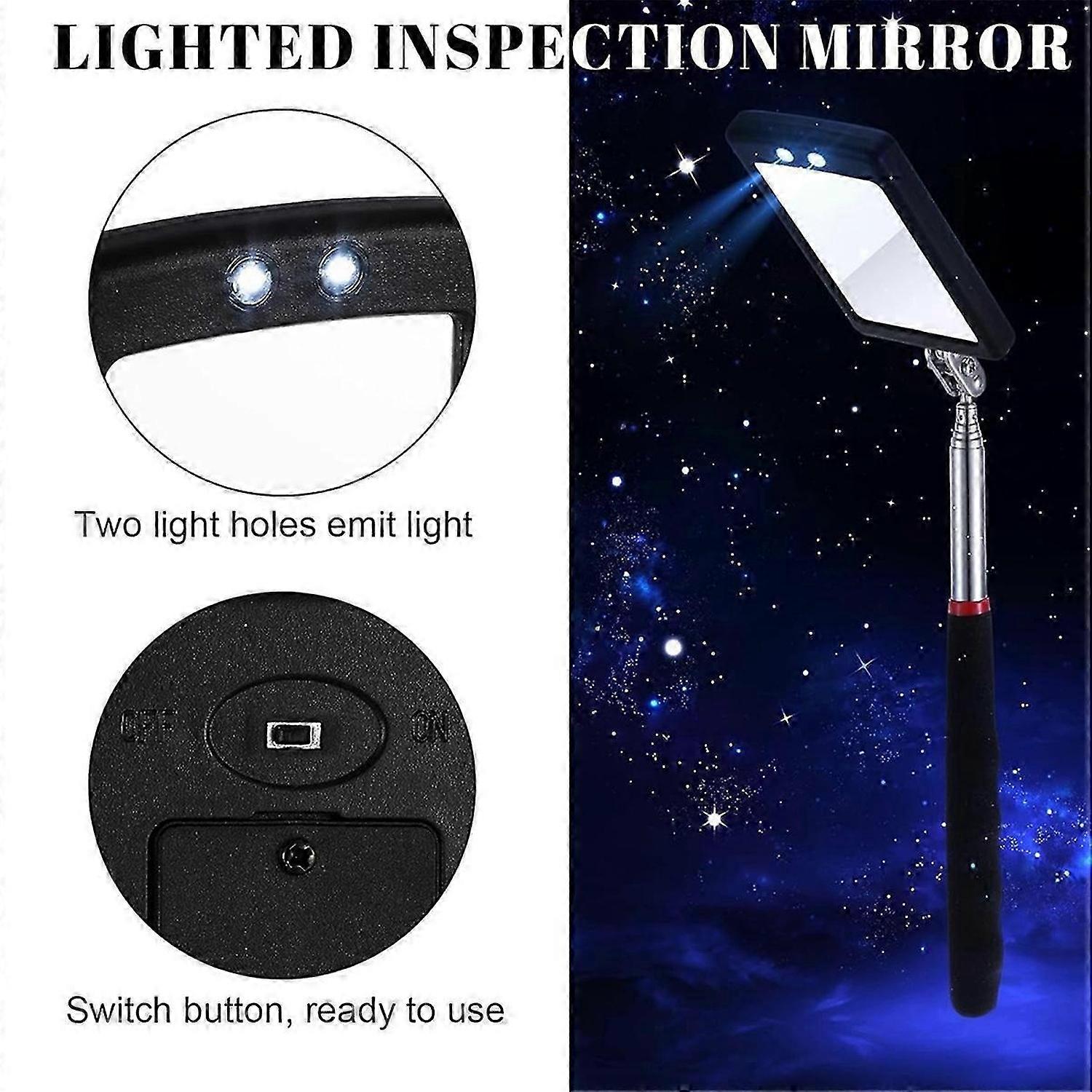 6Pcs LED Telescoping Inspection Mirror Tool