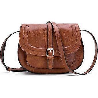 Kleine Schultertasche für Damen, Vintage-Satteltasche aus veganem Leder