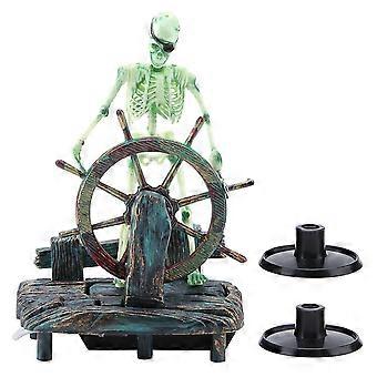 Aquarium Hippocampus Pirate Captain Decoration Fish Tank Landscape Skeleton Ornament