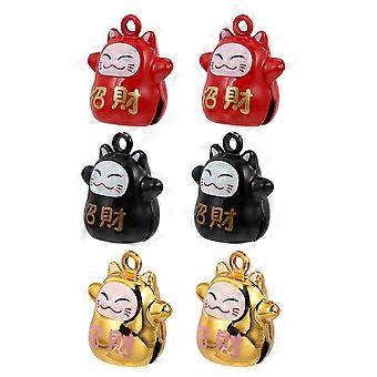 9Pcs Assorted Color Copper Luck Cat Bells for Decorative Accessories