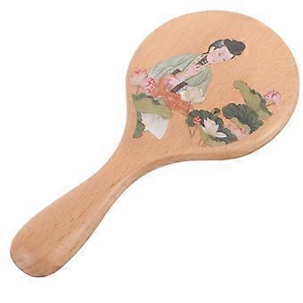 Hand Mirror Wooden Makeup Mirror for Makeup Use 2Pcs Household Portable
