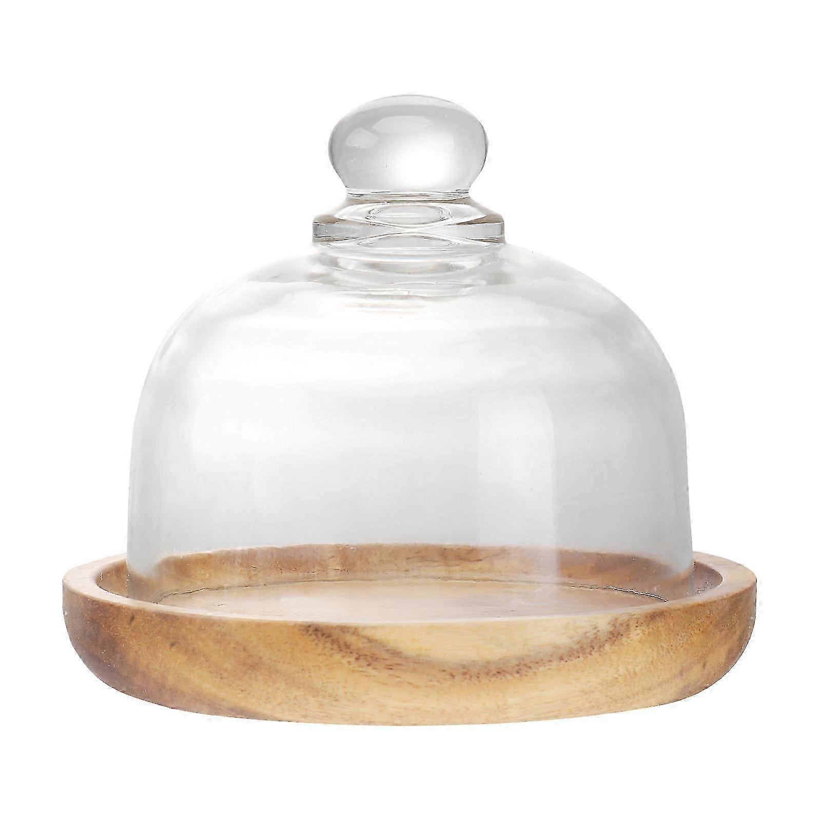Round Wooden Cake Server With Dome