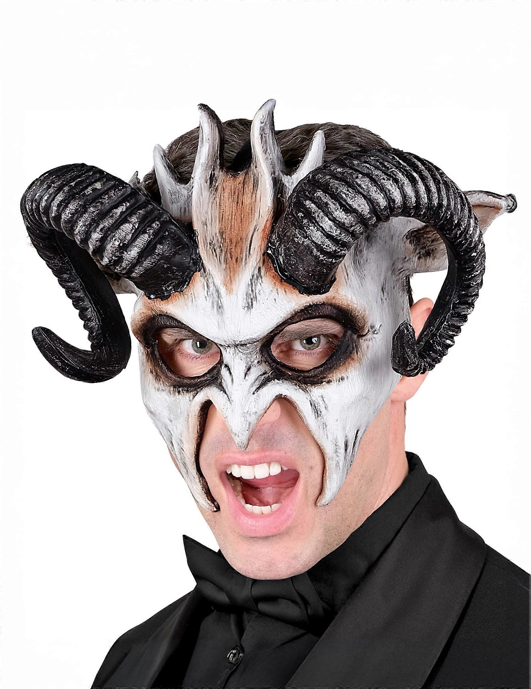 Masque de démon blanc à cornes adulte