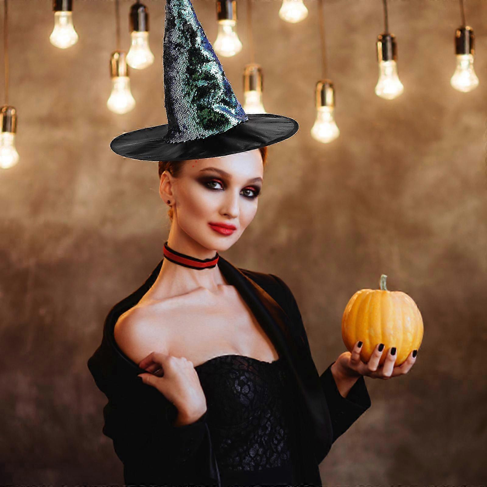 Sequin Witch Hat compatible with Halloween Fabric Decorative Witch Hat compatible with Party