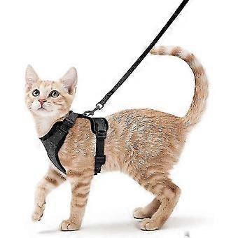 Adjustable Cat Harness and Leash Set compatible with Walking, Escape Proof Soft Vest XS
