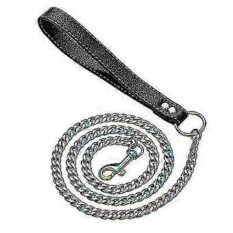 2025/4.5FT Metal Dog Stainless Steel Chain 18K Gold Leather For Medium Large Dog