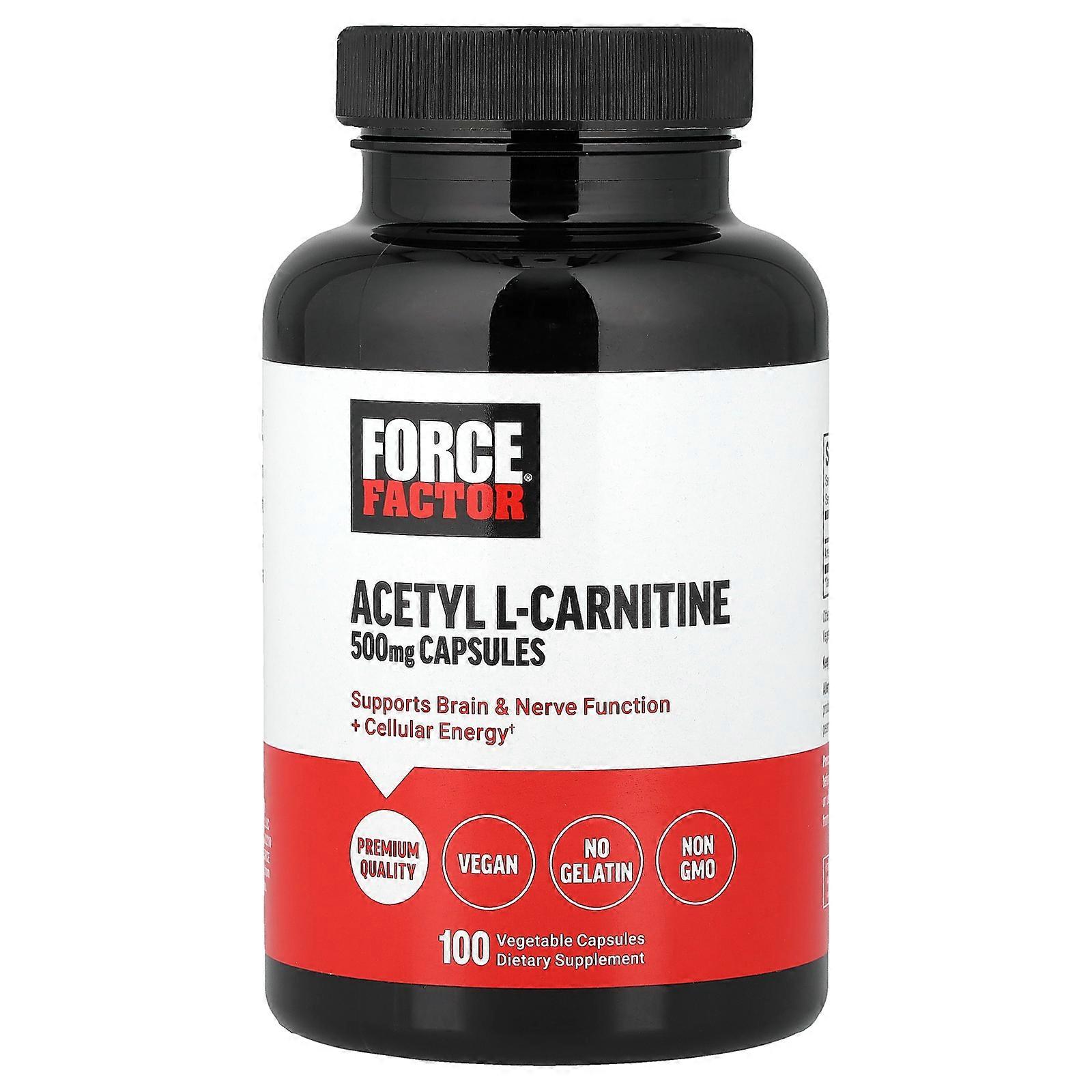 2 x Force Factor, Acetyl L-Carnitine, 500 mg, 100 Vegetable Capsules