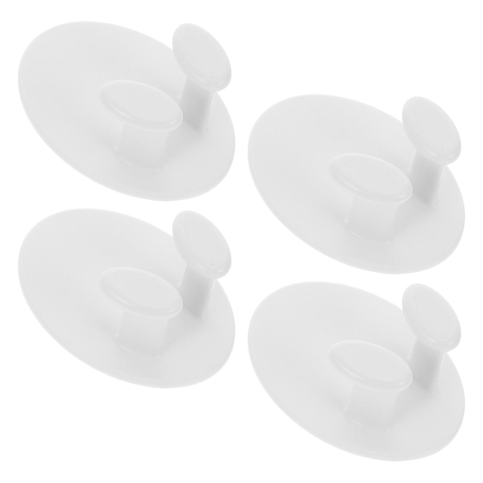 Adhesive Plug Holder Oval Socket Hook for Plug Holding 4Pcs White