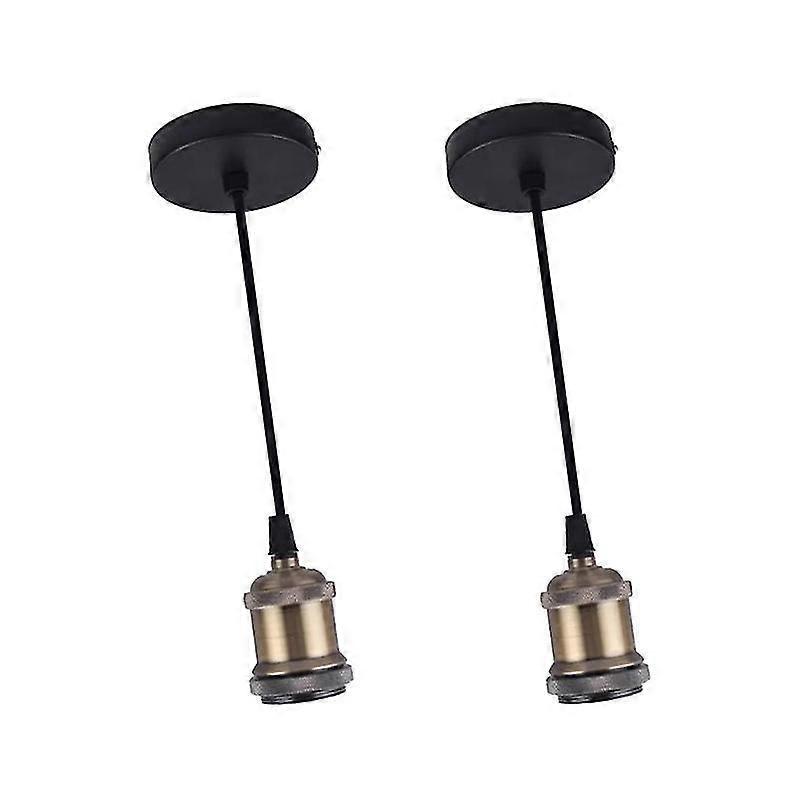 2pcs E27 Metal Pendant Light Fitting Bronze Ceiling Light Base Compatible with E27 Bulb Socket (Without Bulb)