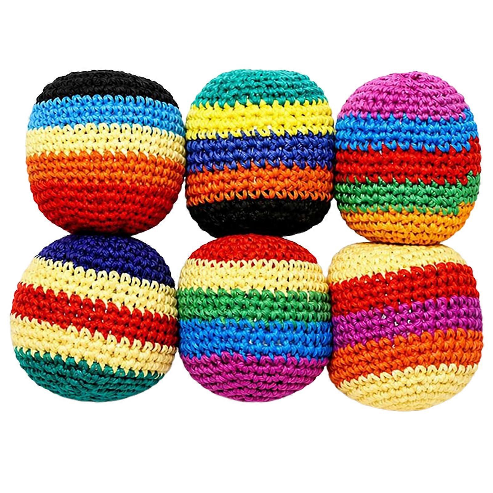 Soft Knitted Footbags Set Multicolour Geometric