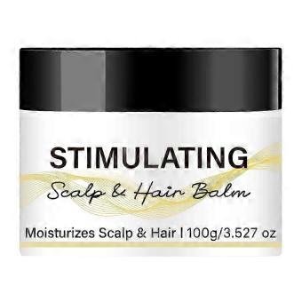 Stimulating scalp and hair balm with shea and mango butter nourishes and strengthens for glossy hair