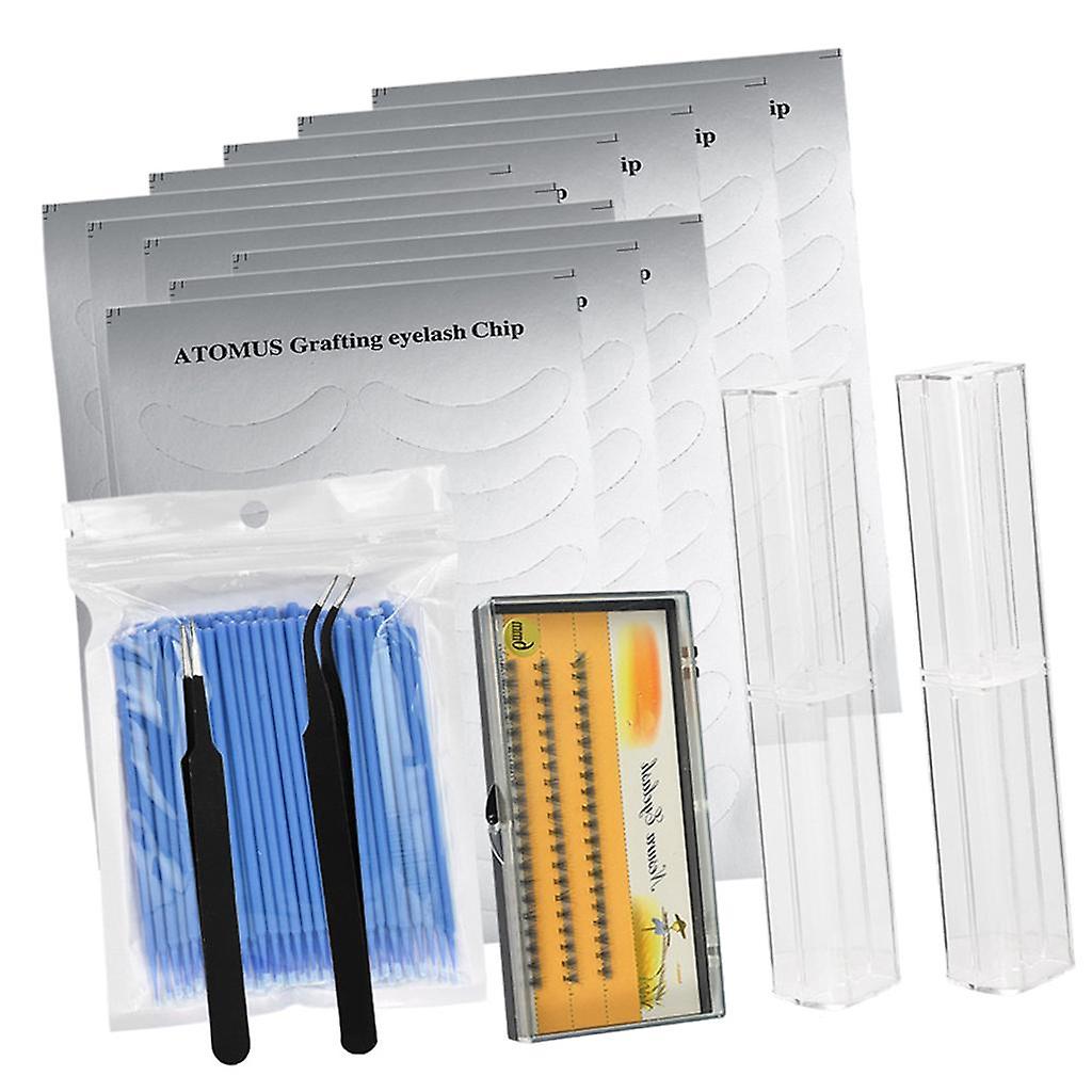 False Eyelashes Extensions Kit Eye Patches Micro Brushes Tweezer Case Set Blue