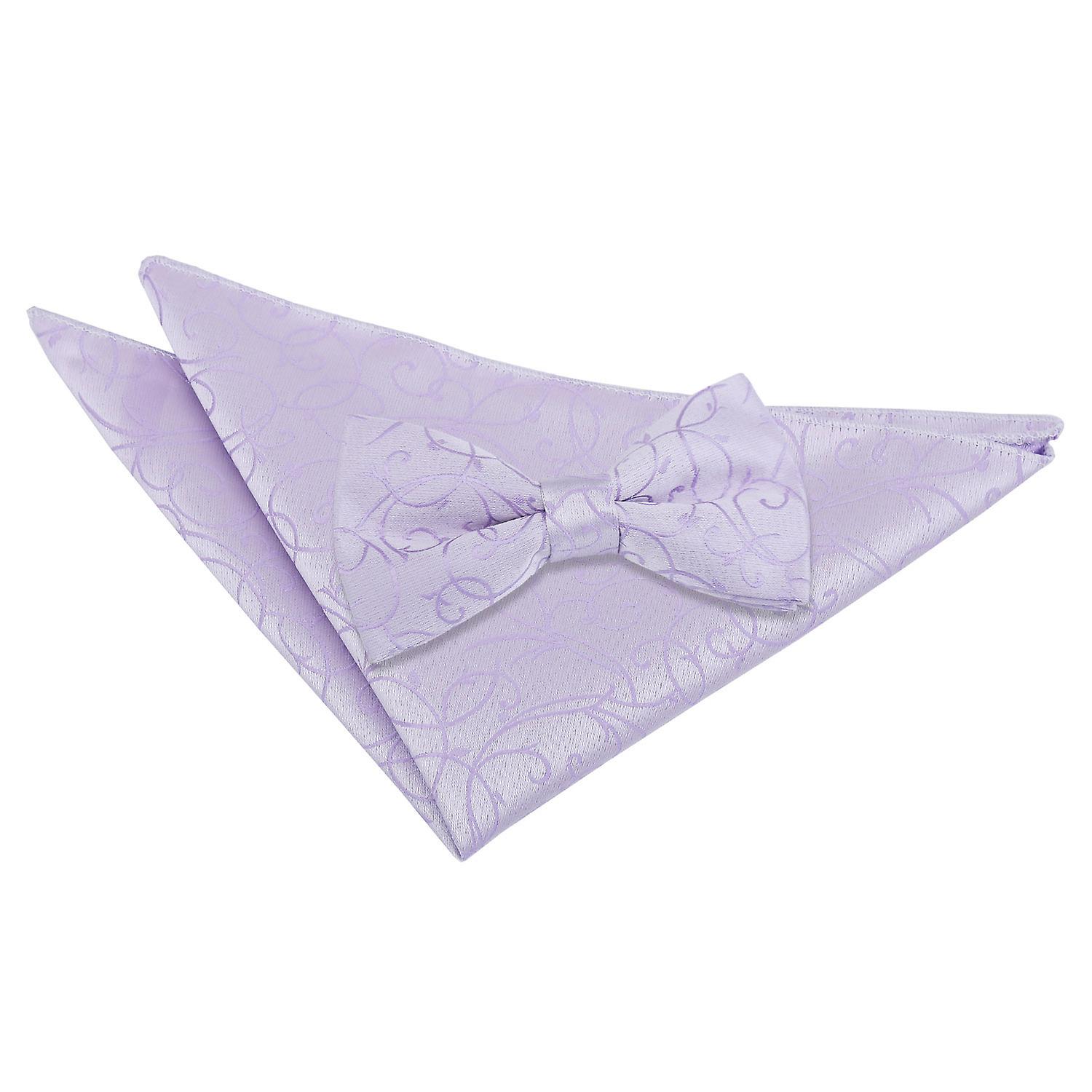 Lilac Swirl Bow Tie and Pocket Square Set