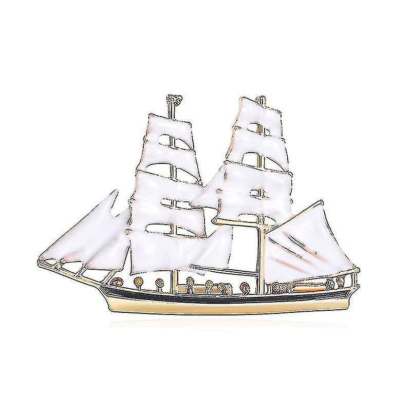 Rode zeilboot Broche Dames Legering Emaille Boot Broche Pin Gift-wit