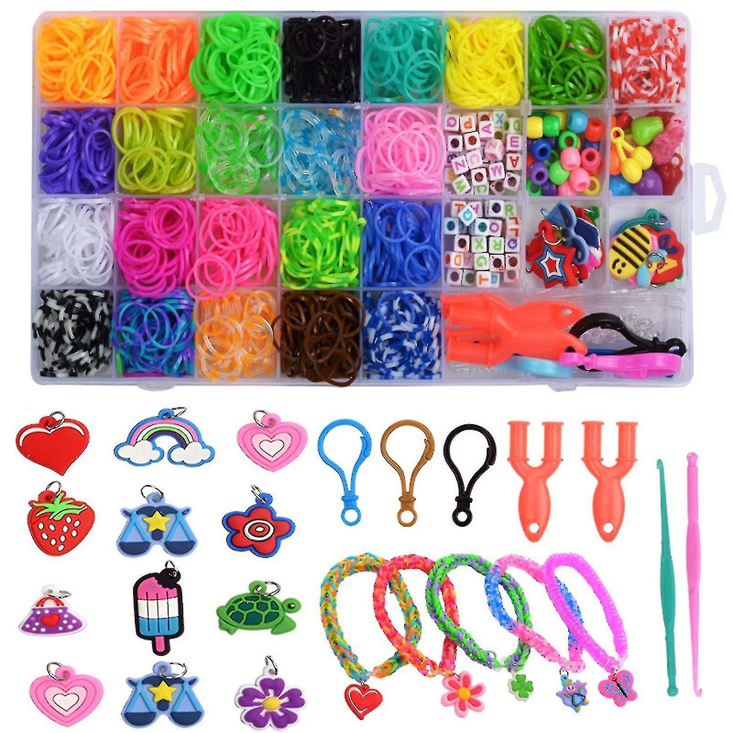 1500pc Rainbow Loom Rubber Bands Knitted Colorfor Kids Diy Christmas Gift Toys