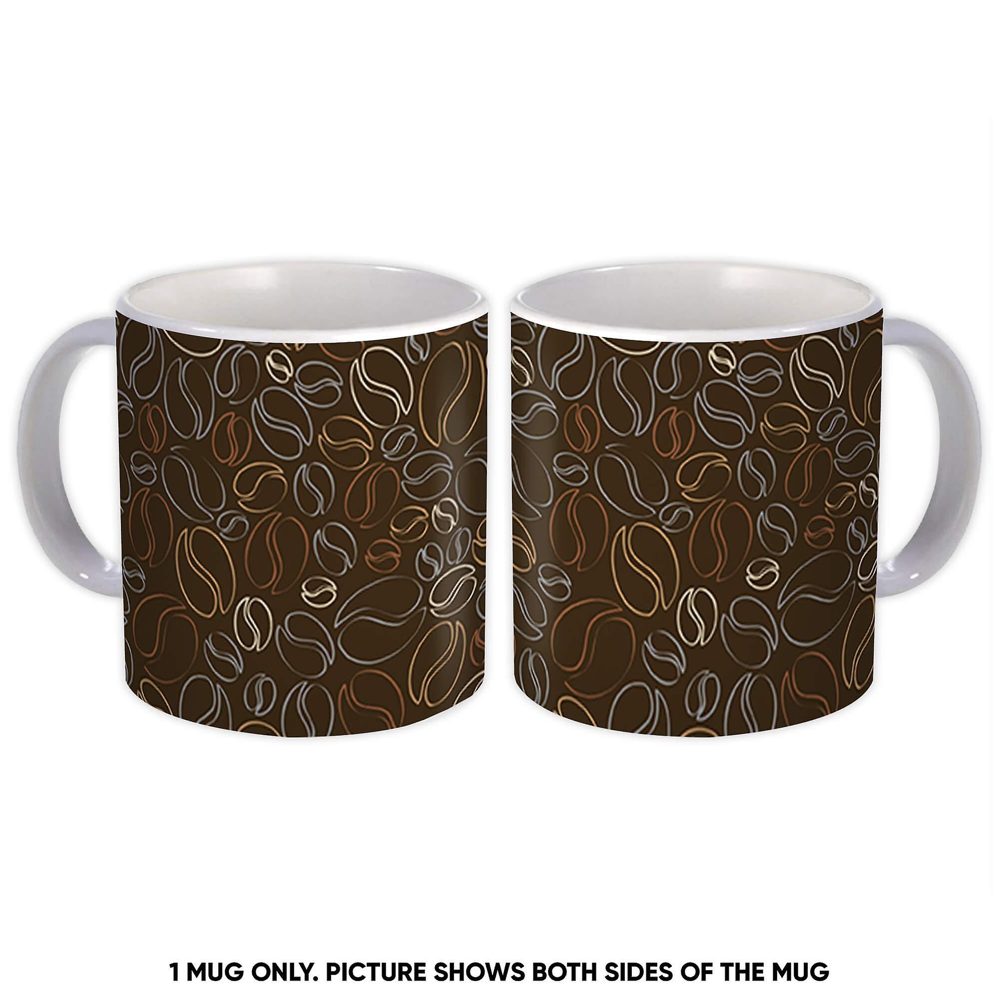 Gift Mug: Coffee Beans Silhouette Pattern For