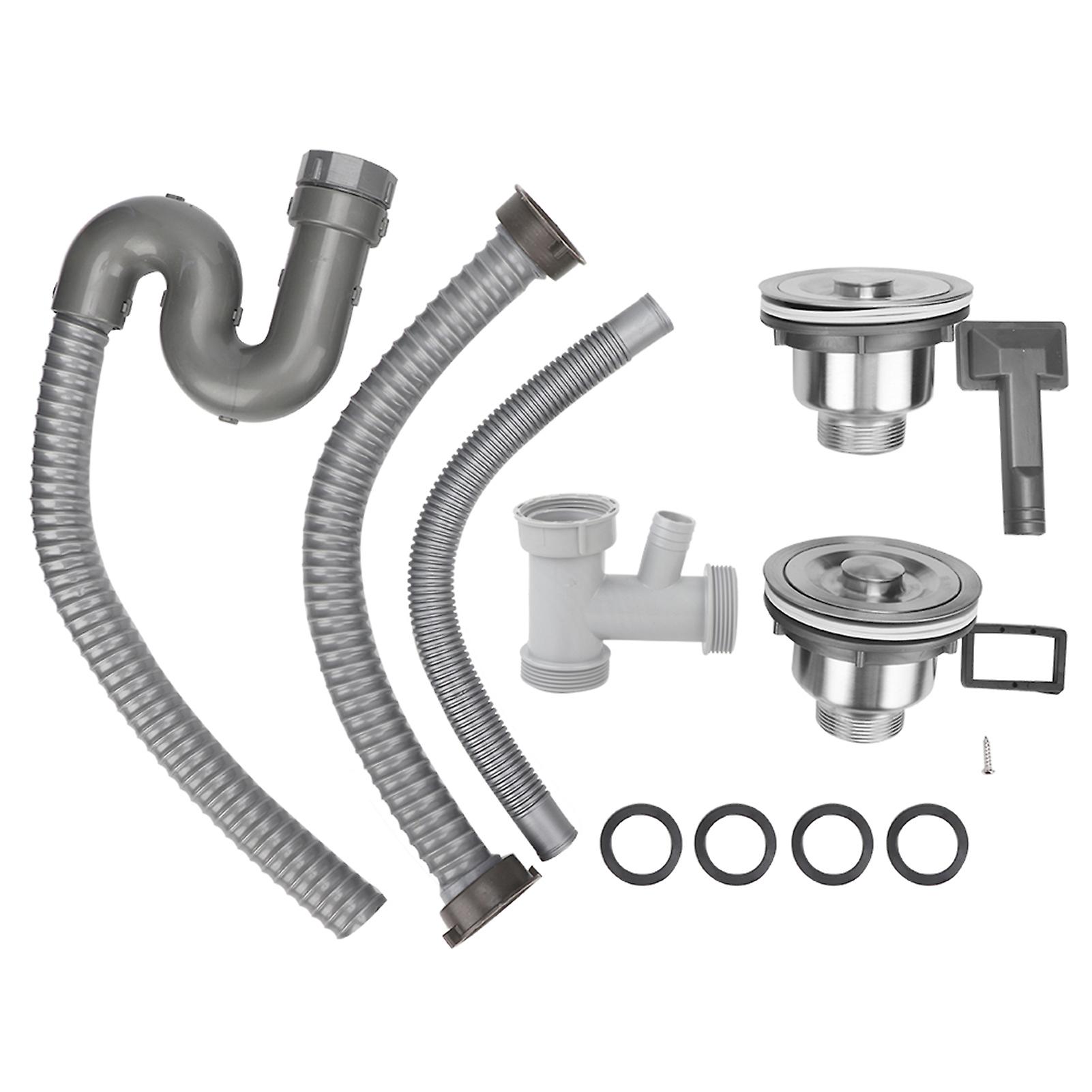 Stainless Steel Bending Pipe Drain Plug, S-Bend Basin Sink Water Drain Tool, Adjustable Draining Device for Efficient Bathroom Installation and Repair