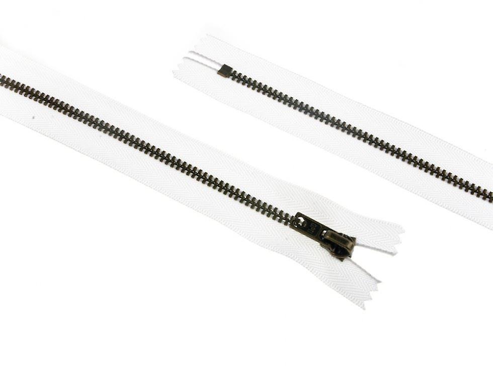 Opti Antique Metal Closed End Zips White - 41 cm - each